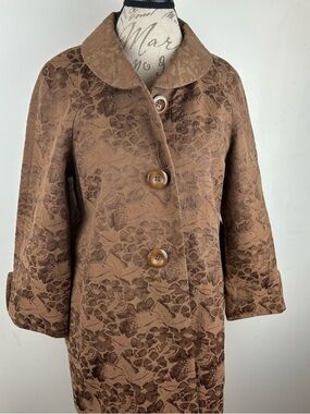 Rafaella floral embossed pattern swing jacket in brown-women’s Large